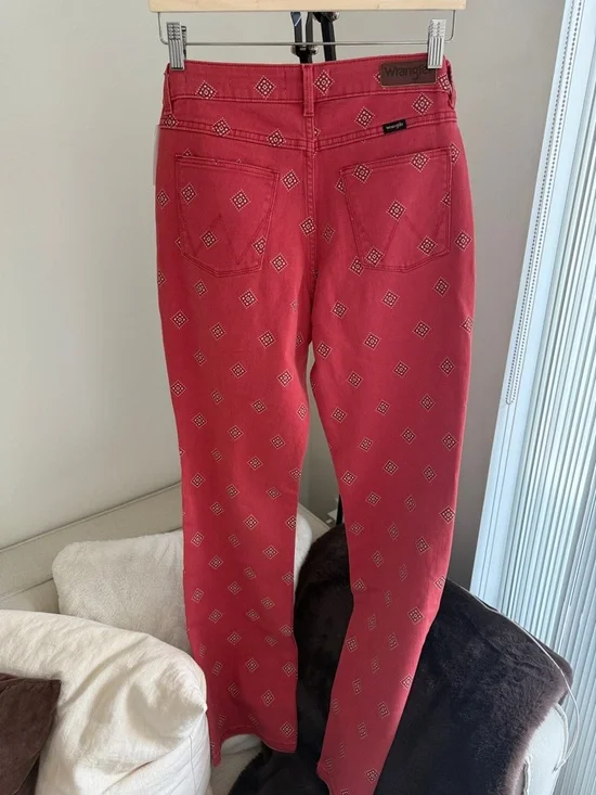 Free People by Wrangler High rise bold boot Women's Red Western Bootcut Jeans - Picture 9 of 9